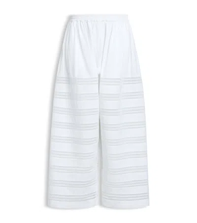 Alaïa Cotton Poplin Open-work Trousers In White