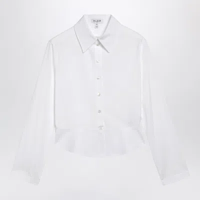 Alaïa Alaia Cotton Poplin Peplum Mini Shirt In White