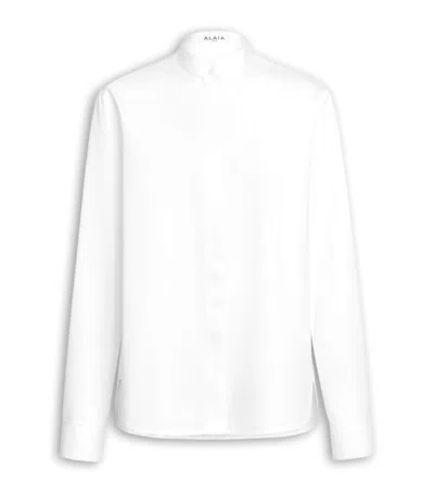 Alaïa Cotton Poplin Plastron Shirt In White