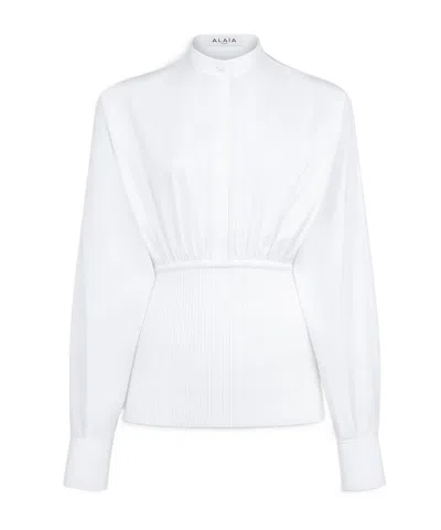 Alaïa Womens Blanc Cinched-waist Cotton Shirt In White