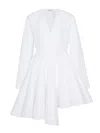 Alaïa Womens Spiral-belt Pleated Cotton-poplin Mini Dress Blanc In White