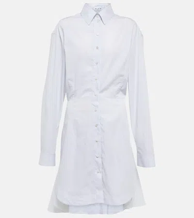 Alaïa Cotton Shirt Dress In Blanc Noir