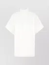 Alaïa Cotton T-shirt With Ribbed Collar And V Neck In White