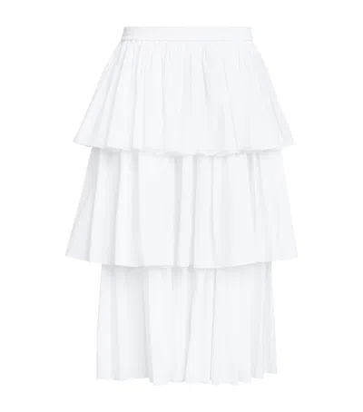 Alaïa Cotton Tiered Midi Skirt In White