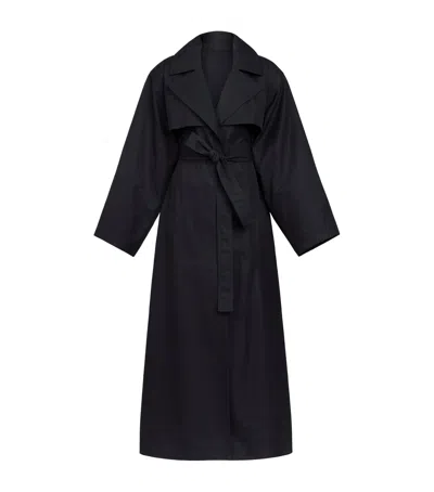Alaïa Cotton Trench Coat In Blue