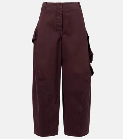 Alaïa Cotton Twill Cargo Pants In Burgundy