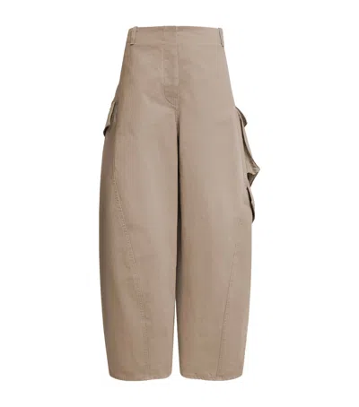 Alaïa Cotton Twisted Cargo Trousers In Beige