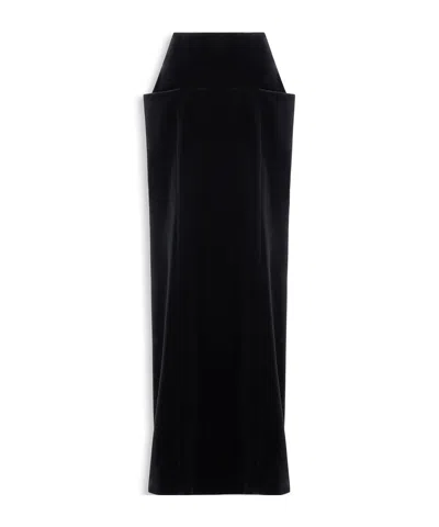 Alaïa Cotton Velvet Column Skirt In Black