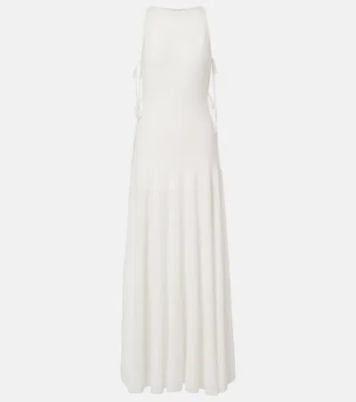 Alaïa Cotton-blend Crêpe Maxi Dress In Neutral