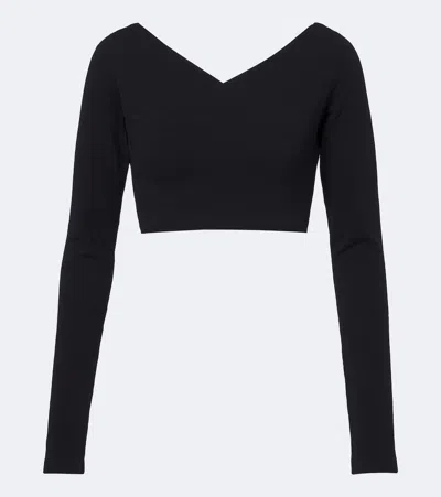 Alaïa Alaia Cotton-blend Crepe Wrap Top In Black