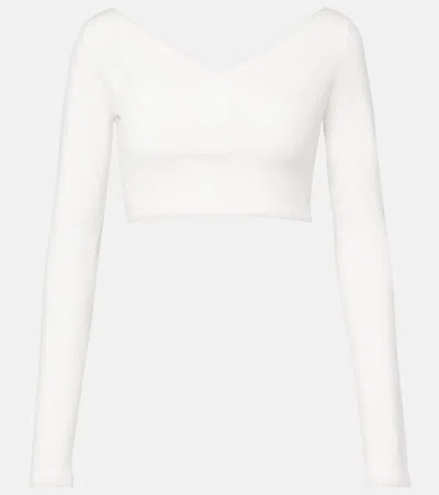 Alaïa Cotton Blend Crepe Wrap Top In White