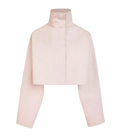 Alaïa Cotton-silk Cropped Jacket In Pink