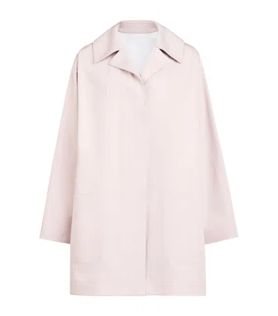 Alaïa Cotton-silk Leather-trim Coat In Pink