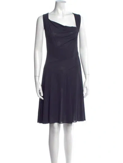 Pre-owned Alaïa Cowl Neck Knee-length Dress In Blue