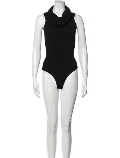 Pre-owned Alaïa Cowl Neck Sleeveless Bodysuit In Black