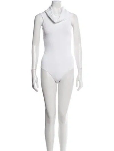 Pre-owned Alaïa Cowl Neck Sleeveless Bodysuit In White