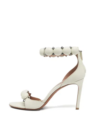 Pre-owned Alaïa Cream Beaded Leather Sandals In White