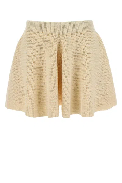 Alaïa Alaia Cream Silk Mini Shorts In Yellow