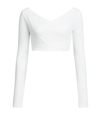Alaïa Crepe Draped Crop Top In White