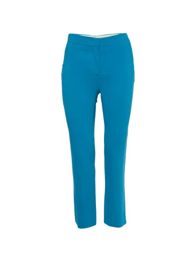 Pre-owned Alaïa Crepe Straight-leg Trousers In Blue