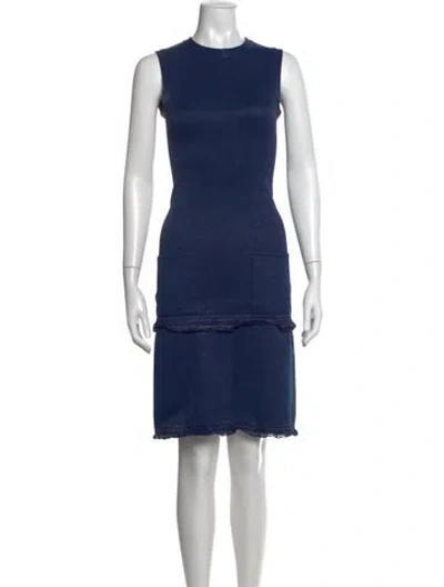 Pre-owned Alaïa Crew Neck Knee-length Dress In Blue