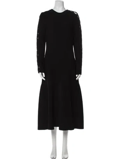 Pre-owned Alaïa Crew Neck Long Dress In Black