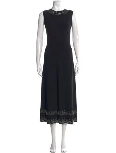 Pre-owned Alaïa Crew Neck Long Dress In Black