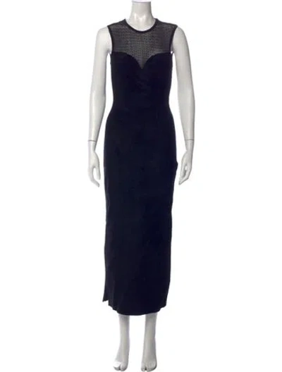 Pre-owned Alaïa Crew Neck Long Dress In Blue