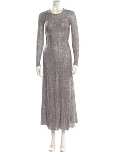 Pre-owned Alaïa Crew Neck Long Dress In Gray