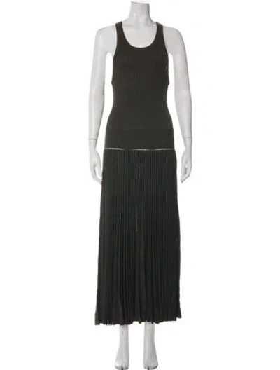 Pre-owned Alaïa Crew Neck Long Dress W/ Tags In Green
