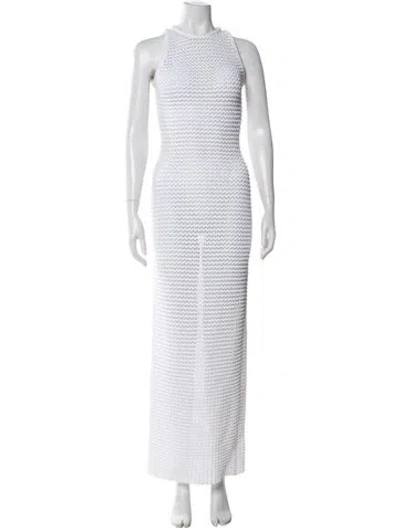 Pre-owned Alaïa Crew Neck Long Dress In White
