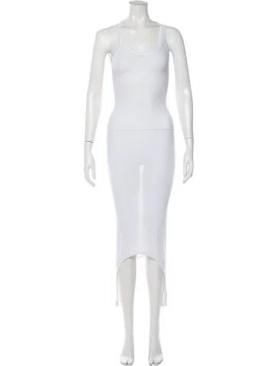Pre-owned Alaïa Crew Neck Long Dress In White