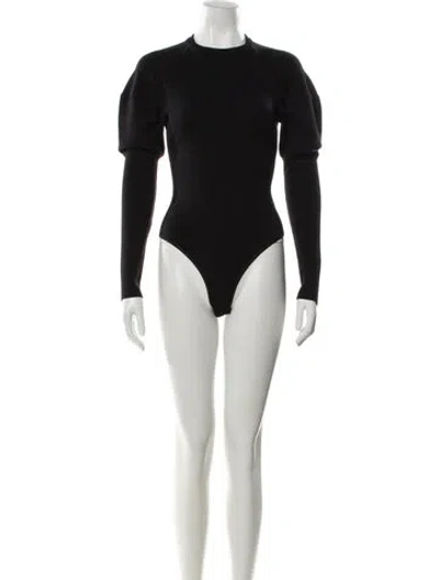 Pre-owned Alaïa Crew Neck Long Sleeve Bodysuit In Black