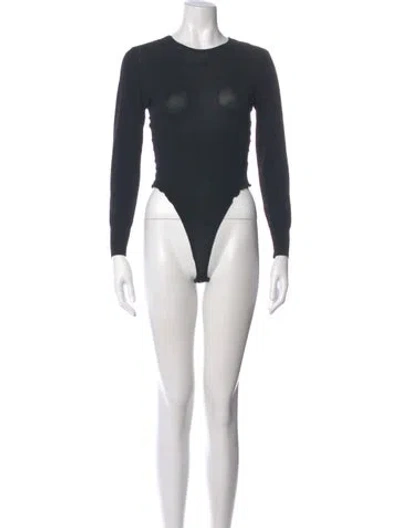 Pre-owned Alaïa Crew Neck Long Sleeve Bodysuit In Gray
