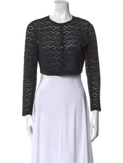 Pre-owned Alaïa Crew Neck Long Sleeve Crop Top In Black