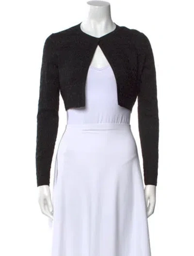 Pre-owned Alaïa Crew Neck Long Sleeve Crop Top In Black