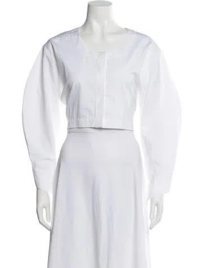 Pre-owned Alaïa Crew Neck Long Sleeve Crop Top W/ Tags In White