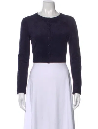 Pre-owned Alaïa Crew Neck Long Sleeve Top In Blue