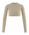 Alaïa Crew Neck Long Sleeve Top In Nude