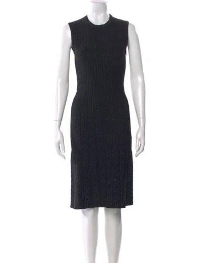 Pre-owned Alaïa Crew Neck Midi Length Dress In Black