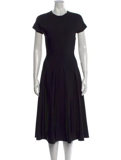 Pre-owned Alaïa Crew Neck Midi Length Dress In Black