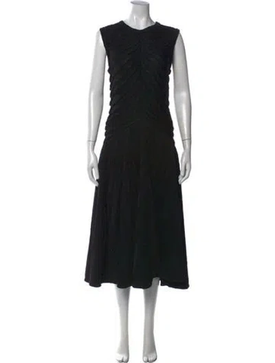 Pre-owned Alaïa Crew Neck Midi Length Dress In Blue
