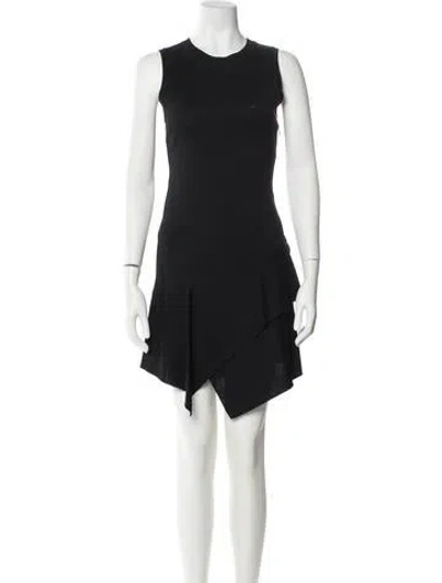 Pre-owned Alaïa Crew Neck Mini Dress In Black