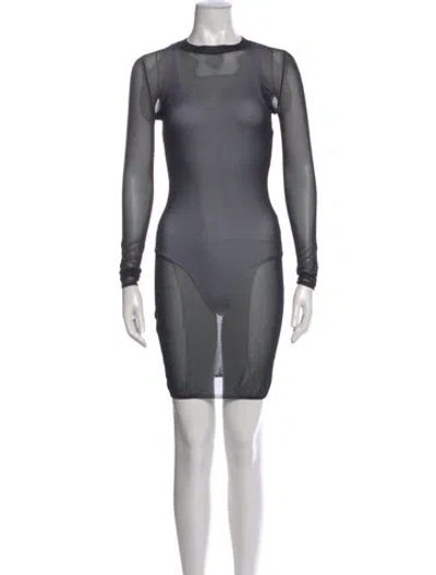 Pre-owned Alaïa Crew Neck Mini Dress In Black