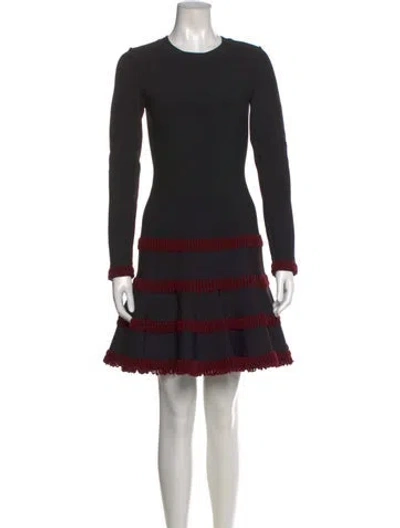 Pre-owned Alaïa Crew Neck Mini Dress In Black