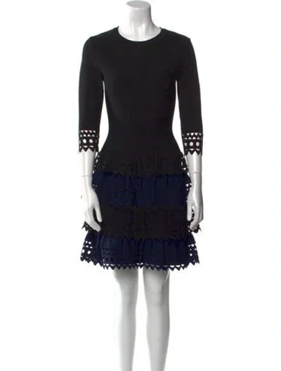 Pre-owned Alaïa Crew Neck Mini Dress In Black