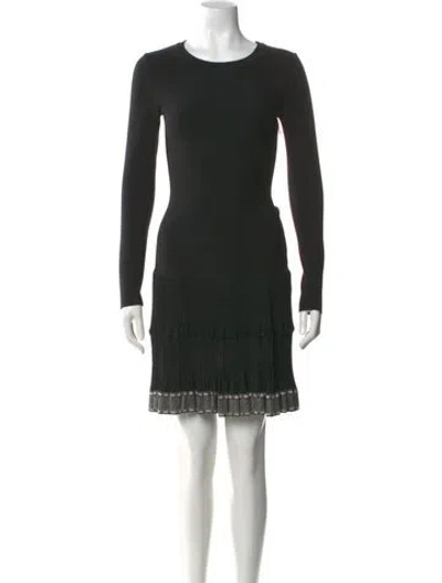 Pre-owned Alaïa Crew Neck Mini Dress In Black