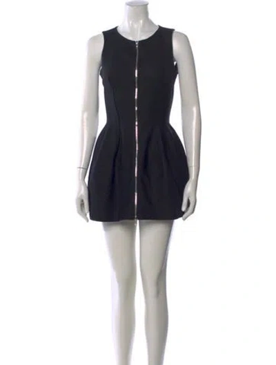 Pre-owned Alaïa Crew Neck Mini Dress In Black