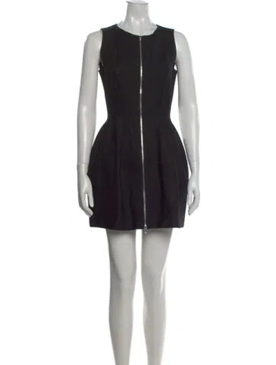 Pre-owned Alaïa Crew Neck Mini Dress In Black