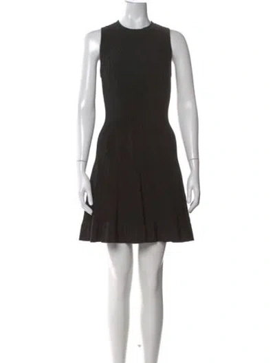 Pre-owned Alaïa Crew Neck Mini Dress In Black